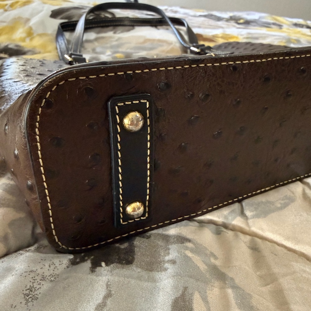 Dooney & Bourke Dark Brown Ostrich Leather Shoulder Bag - Picture 6 of 16